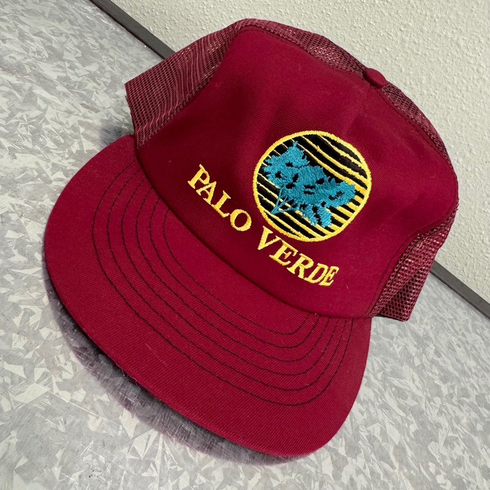 Cap‎ America Trucker Hat Mens OSFA Maroon Excellent Palo Verde Made in USA Mesh